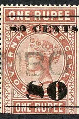 Ceylon Telegraph SGT90 80c on 1r Red-brown Type 85 Cat 7