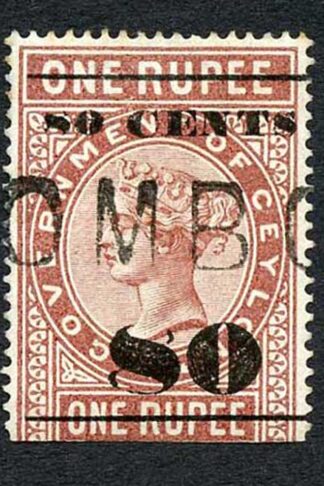Ceylon Telegraph SGT90 80c on 1r Red-brown Type 85 Cat 7