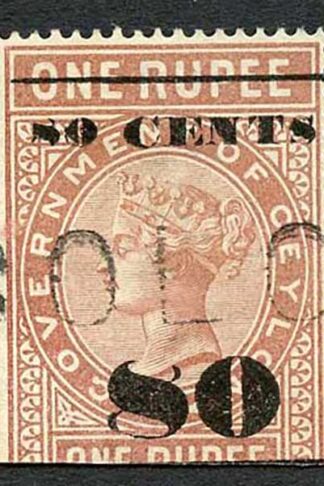 Ceylon Telegraph SGT90 80c on 1r Red-brown Type 85 Cat 7
