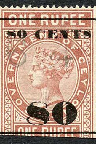 Ceylon Telegraph SGT90 80c on 1r Red-brown Type 85 Cat 7