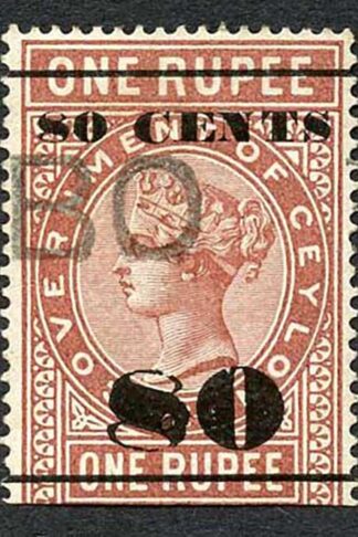 Ceylon Telegraph SGT90 80c on 1r Red-brown Type 85 Cat 7