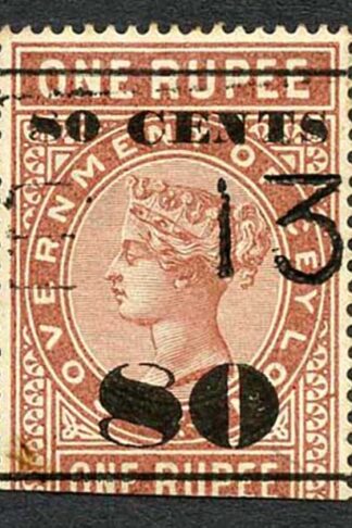 Ceylon Telegraph SGT90 80c on 1r Red-brown Type 85 Cat 7