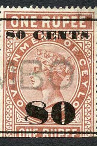 Ceylon Telegraph SGT90 80c on 1r Red-brown Type 85 Cat 7