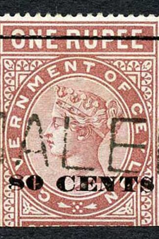 Ceylon Telegraph SGT91 80c on 1r Red-brown Type 86 Cat 18 only 2400 printed