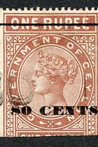 Ceylon Telegraph SGT91 80c on 1r Red-brown Type 86 Cat 18 only 2400 printed