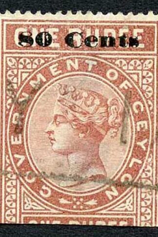 Ceylon Telegraph SGT92 80c on 1r Red-brown Type 87 Cat 11 only 4000 printed