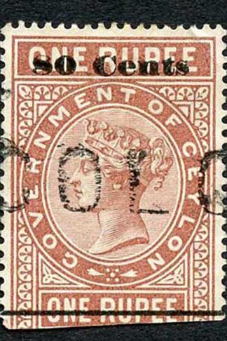 Ceylon Telegraph SGT92 80c on 1r Red-brown Type 87 Cat 11 only 4000 printed
