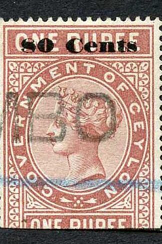 Ceylon Telegraph SGT92 80c on 1r Red-brown Type 87 Cat 11 only 4000 printed