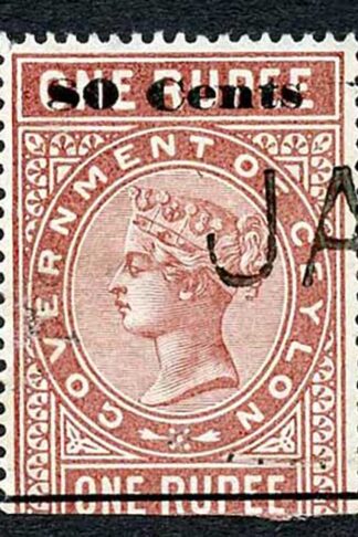 Ceylon Telegraph SGT92 80c on 1r Red-brown Type 87 Cat 11 only 4000 printed
