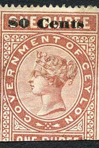 Ceylon Telegraph SGT92 80c on 1r Red-brown Type 87 Cat 11 only 4000 printed