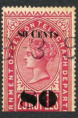 Ceylon Telegraph SGT119 80c on 25r Carmine only 1000 printed Cat 50 pounds