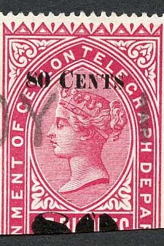 Ceylon Telegraph SGT119 80c on 25r Carmine only 1000 printed Cat 50 pounds