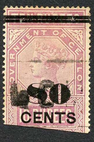 Ceylon Telegraph SGT108 80c on 10r Rose-Lilac Only 560 issued