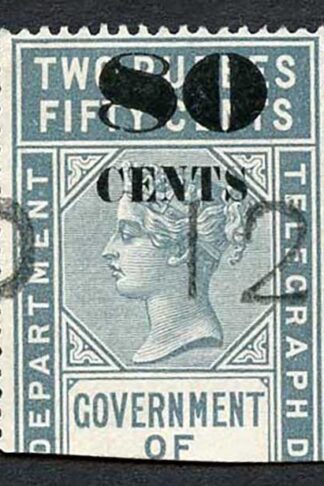 Ceylon Telegraph SGT97 80c on 2r50c Grey 4000 issued