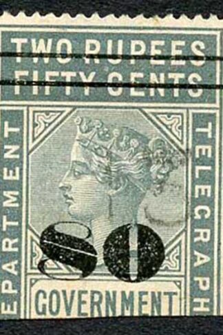 Ceylon Telegraph SGT100 80c on 2r50c Grey Variety Bisected 8