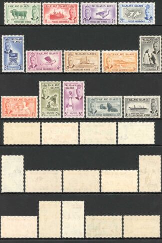 Falkland Is SG172/85 1952 Set of 14 (1/2d small mark at top) U/M Cat 180 pounds