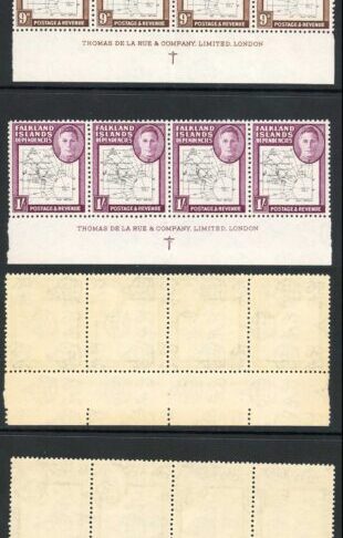 Falkland Is Dep SGG9/G16 Thin maps (no 2 1/2d) Imprint Strips U/M