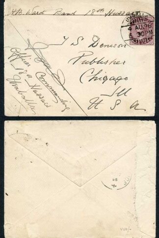 India 1891 soldiers letter to USA from Jutogh counter-signed some faults