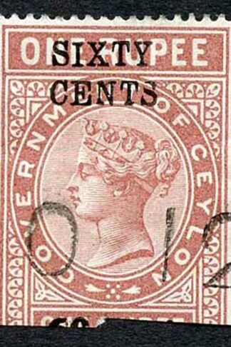 Ceylon Telegraph SGT62 60c on 1R Type 57 S of Sixty Defective