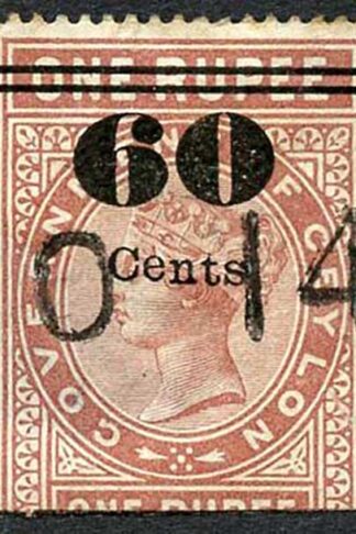 Ceylon Telegraph SGT71 60c on 1R Type 66 Ce of cents higher than nts (thin)