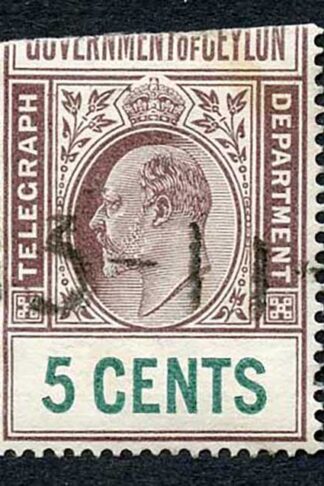 Ceylon Telegraph SGT150 5c wmk wide CA BOTTOM HALF