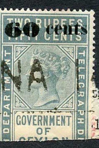 Ceylon Telegraph SGT78 60c on 2r50c Type 73 damage to 6