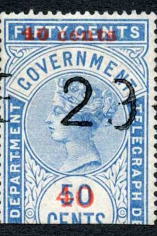 Ceylon Telegraphs SGT55 40c on 50c Blue Type 50 Cat 11 Scarce