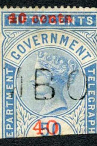 Ceylon Telegraphs SGT55 40c on 50c Blue Type 50 Cat 11 Scarce