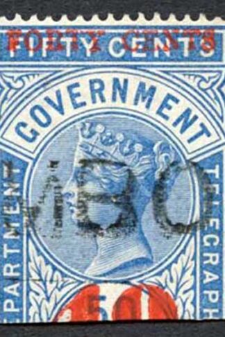 Ceylon Telegraphs SGT56 40c on 50c Blue Type 51 Only Ten Thousand printed