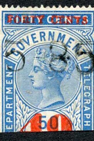 Ceylon Telegraphs SGT56 40c on 50c Blue Type 51 Only Ten Thousand printed