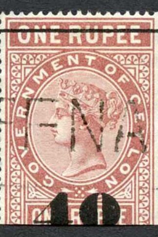 Ceylon Telegraphs SGT57 40c on 1r Red-brown Type 52 (23 mm)