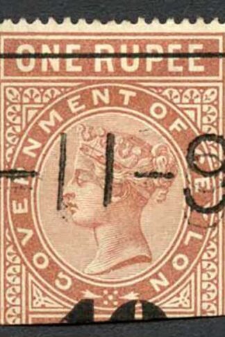 Ceylon Telegraphs SGT57 40c on 1r Red-brown Type 52 (23 mm)
