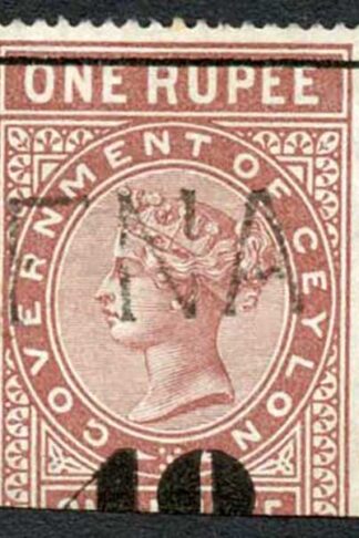 Ceylon Telegraphs SGT57 40c on 1r Red-brown Type 52 (23 mm)
