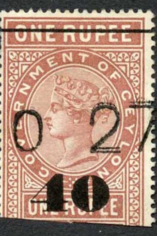 Ceylon Telegraphs SGT57 40c on 1r Red-brown Type 52