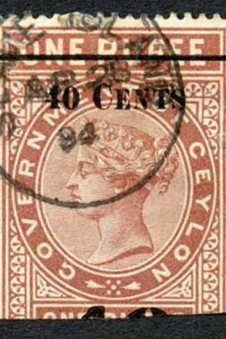 Ceylon Telegraphs SGT58 40c on 1r Red-brown Type 53