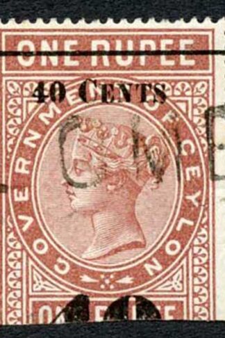 Ceylon Telegraphs SGT58 40c on 1r Red-brown Type 53