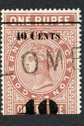 Ceylon Telegraphs SGT58 40c on 1r Red-brown Type 53