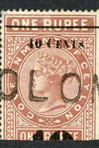 Ceylon Telegraphs SGT58 40c on 1r Red-brown Type 53