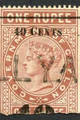 Ceylon Telegraphs SGT58 40c on 1r Red-brown Type 53 (19 mm)