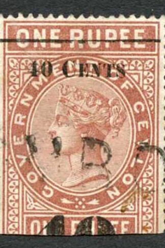 Ceylon Telegraphs SGT58 40c on 1r Red-brown Type 53 (19 mm)