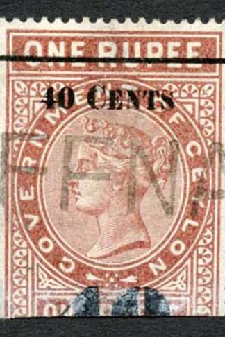 Ceylon Telegraphs SGT58 40c on 1r Red-brown Type 53 (19 mm)