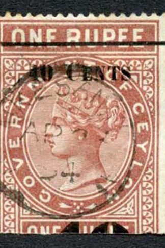 Ceylon Telegraphs SGT58 40c on 1r Red-brown Type 53 (19 mm)
