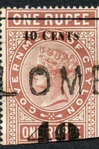 Ceylon Telegraphs SGT58 40c on 1r Red-brown Type 53 (19 mm)