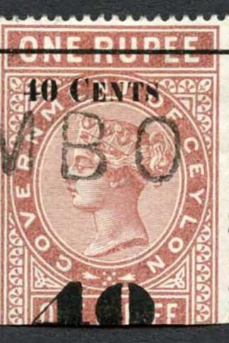 Ceylon Telegraphs SGT58 40c on 1r Red-brown Type 53 (19 mm)