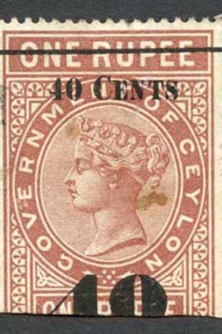 Ceylon Telegraphs SGT58 40c on 1r Red-brown Type 53 (19 mm)