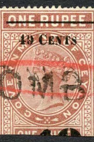Ceylon Telegraphs SGT58 40c on 1r Red-brown Type 53