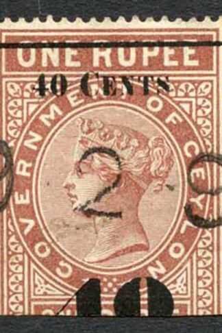 Ceylon Telegraphs SGT58 40c on 1r Red-brown Type 53
