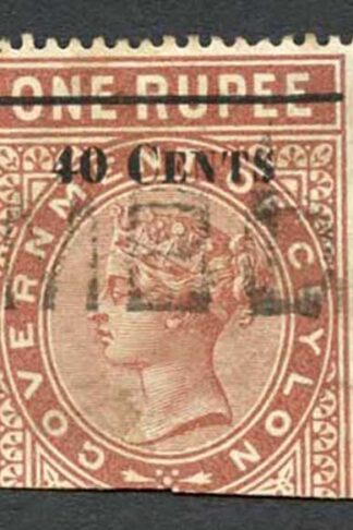 Ceylon Telegraphs SGT58 40c on 1r Red-brown Type 53