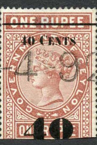 Ceylon Telegraphs SGT58 40c on 1r Red-brown Type 53