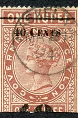 Ceylon Telegraphs SGT58 40c on 1r Red-brown Type 53
